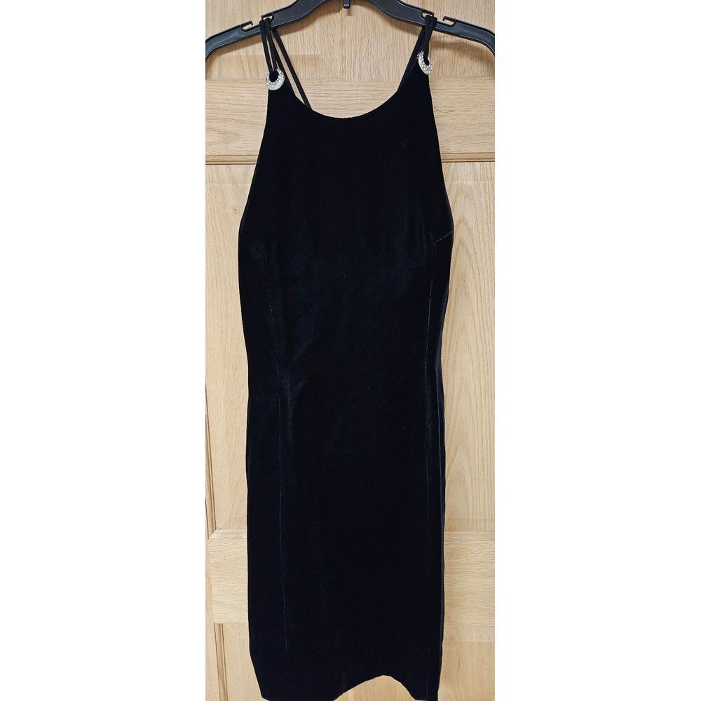 Gillian Womens Black Velvet Spaghetti‎ Strap Dress Size 10